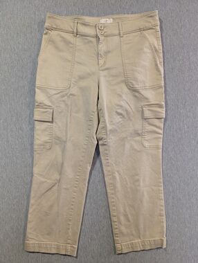 Loft Outlet Straight Crop Cargo Pants Women's 10 Cream